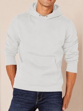 Men's Amazon Essentials Off-White Fleece Hooded Pullover Sweatshirt - XS